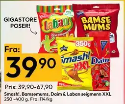 Gigaboks Smash!, Bamsemums, Daim & Laban seigmenn XXL tilbud