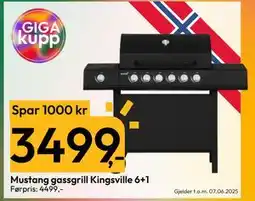 Gigaboks Mustang gassgrill Kingsville 6+1 tilbud
