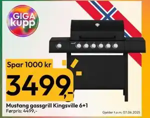 Gigaboks Mustang gassgrill Kingsville 6+1 tilbud