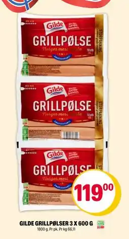 Coop Extra GILDE GRILLPØLSER 3 X 600 G tilbud