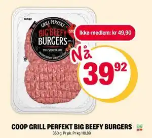 Coop Extra COOP GRILL PERFEKT BIG BEEFY BURGERS tilbud