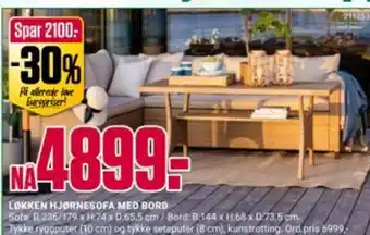 Europris LØKKEN HJØRNESOFA MED BORD tilbud