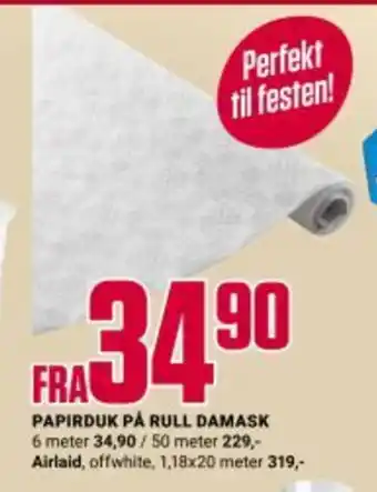 Europris PAPIRDUK PÅ RULL DAMASK tilbud
