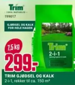 Europris TRIM GJØDSEL OG TRIM GJØDSEL OG KALK 2-1-1, rekker til ca. 150 m² tilbud