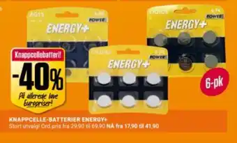 Europris KNAPPCELLE-BATTERIER ENERGY+ tilbud