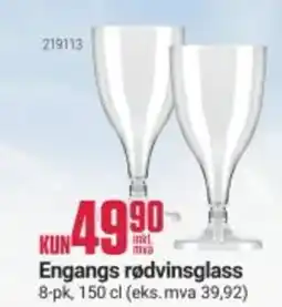 Europris Engangs rødvinsglass tilbud