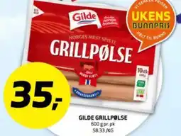 Bunnpris GILDE GRILLPØLSE tilbud