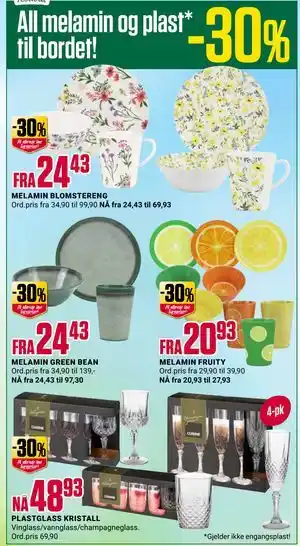 Europris All melamin og plast* til bordet! tilbud