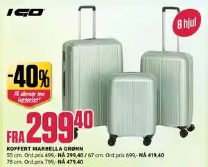 Europris KOFFERT MARBELLA GRØNN tilbud