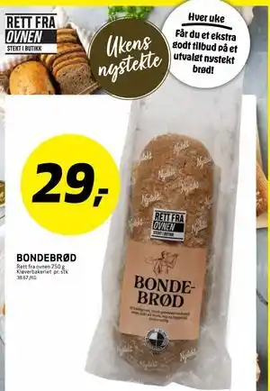 Bunnpris BONDEBRØD tilbud