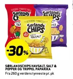 Bunnpris SØRLANDSCHIPS HAVSALT, SALT & PEPPER OG TRIPPEL PAPARIKA tilbud