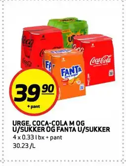 Bunnpris URGE, COCA-COLA M OG U/SUKKER OG FANTA U/SUKKER tilbud