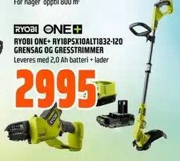 Obs Bygg RYOBI ONE+ RY18PSX10ALT1832-120 GRENSAG OG GRESSTRIMMER tilbud