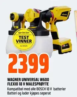 Obs Bygg WAGNER UNIVERSAL W600 FLEXIO 18 V MALESPRØYTE tilbud