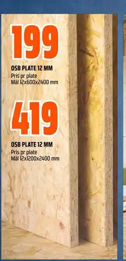 Obs Bygg OSB PLATE 12 MM tilbud