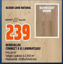 Obs Bygg BERRYALLOC CONNECT 8 XL LAMINATGULV tilbud