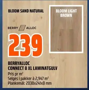 Obs Bygg BERRYALLOC CONNECT 8 XL LAMINATGULV tilbud