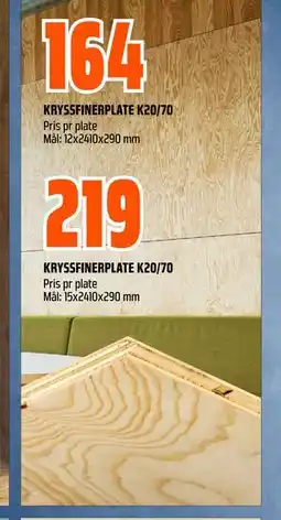 Obs Bygg KRYSSFINERPLATE K20/70 tilbud