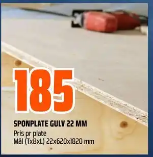 Obs Bygg SPONPLATE GULV 22 MM tilbud