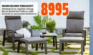 Obs Bygg HOLMEN RECLINER TERRASSESETT tilbud