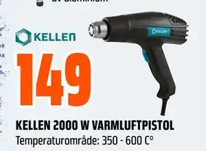 Obs Bygg KELLEN 2000 W VARMLUFTPISTOL tilbud