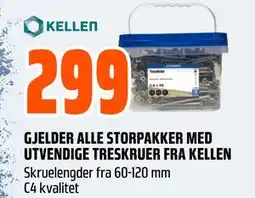Obs Bygg GJELDER ALLE STORPAKKER MED UTVENDIGE TRESKRUER FRA KELLEN tilbud