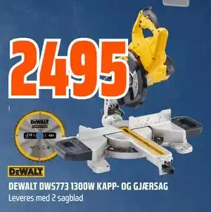 Obs Bygg DEWALT DWS773 1300W KAPP- OG GJÆRSAG tilbud