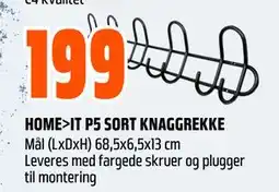 Obs Bygg HOME>IT P5 SORT KNAGGREKKE tilbud