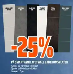 Obs Bygg 25% PÅ SMARTPANEL WETWALL BADEROMSPLATER tilbud
