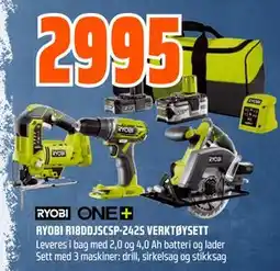 Obs Bygg RYOBI R18DDJSCSP-242S VERKTØYSETT tilbud