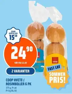 Coop Obs COOP HVETE-/ ROSINBOLLER 6 PK tilbud