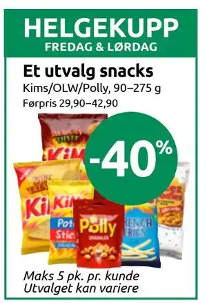 Joker Et utvalg snacks tilbud