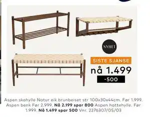 Skeidar Aspen hattehylle tilbud