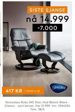 Skeidar Stressless Ruby (M) Stol tilbud