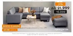 Skeidar Square U-sofa rette vanger 12 cm tilbud