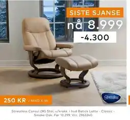 Skeidar Stressless Consul (M) Stol tilbud