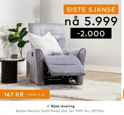 Skeidar Boston Recliner tilbud