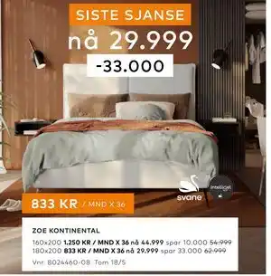 Skeidar ZOE KONTINENTAL tilbud
