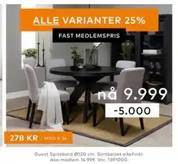 Skeidar Guest Spisebord Ø120 cm tilbud