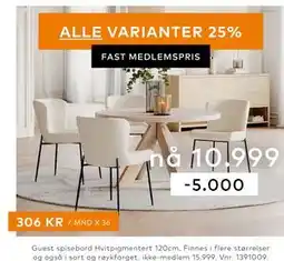 Skeidar Guest spisebord Hvitpigmentert tilbud