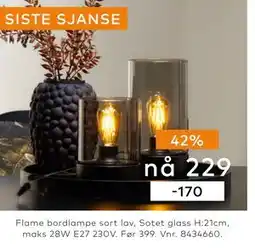 Skeidar Flame bordlampe sort lav tilbud