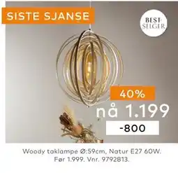 Skeidar Woody taklampe tilbud
