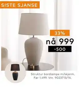 Skeidar Struktur bordlampe m/skjerm tilbud
