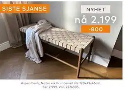 Skeidar Aspen benk tilbud