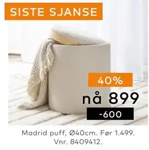 Skeidar Madrid puff tilbud