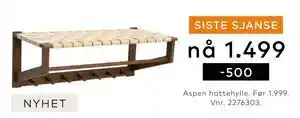 Skeidar Aspen hattehylle tilbud