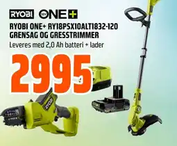 Coop Obs RYOBI ONE+ RY18PSX10ALT1832-120 GRENSAG OG GRESSTRIMMER Leveres med 2,0 Ah batteri + lader tilbud