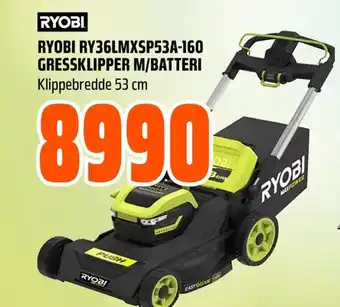 Coop Obs RYOBI RY36LMXSP53A-160 GRESSKLIPPER M/BATTERI tilbud