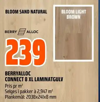 Coop Obs BERRYALLOC CONNECT 8 XL LAMINATGULV Pris pr m² tilbud