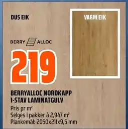 Coop Obs BERRYALLOC NORDKAPP 1-STAV LAMINATGULV Pris pr m² tilbud